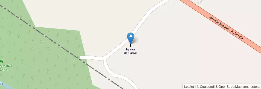 Mapa de ubicacion de Igrexa de Carral en İspanya, Galicia / Galiza, Lugo, Terra Chá, Begonte.