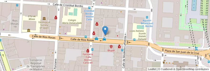 Mapa de ubicacion de Il Pastaio del Vecchio Mulino en 스페인, Comunidad De Madrid, Comunidad De Madrid, Área Metropolitana De Madrid Y Corredor Del Henares, 마드리드.