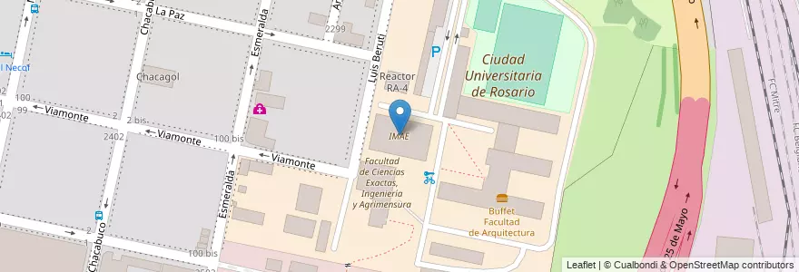 Mapa de ubicacion de IMAE en الأرجنتين, سانتا في, Departamento Rosario, Municipio De Rosario, روساريو.