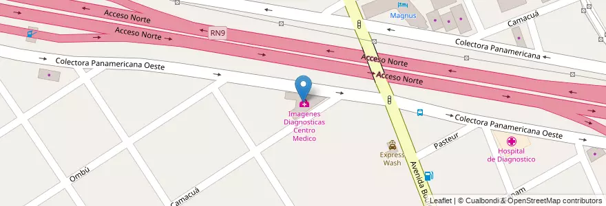 Mapa de ubicacion de Imagenes Diagnosticas Centro Medico en Argentina, Provincia Di Buenos Aires, Partido De Tigre, Don Torcuato.