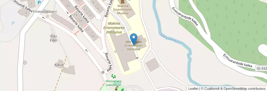 Mapa de ubicacion de IMH Makina Erremintaren Institutua en İspanya, Bask Bölgesi, Gipuzkoa, Debabarrena, Elgoibar.