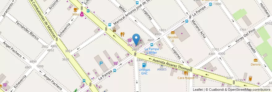 Mapa de ubicacion de Imola Autos, Villa Urquiza en Argentinië, Ciudad Autónoma De Buenos Aires, Comuna 12, Buenos Aires.