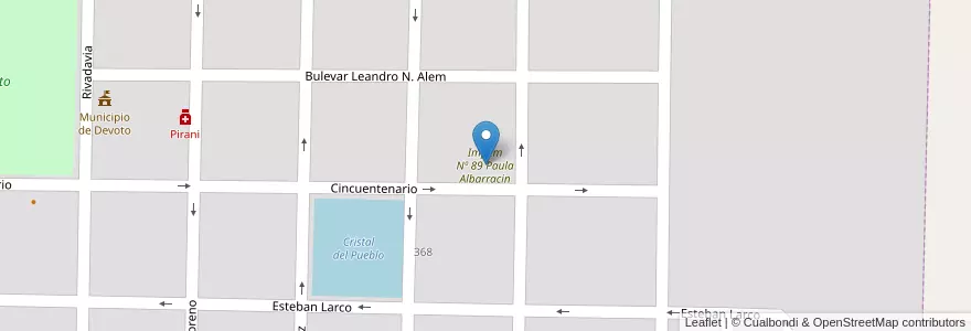 Mapa de ubicacion de Impem Nº 89 Paula Albarracin en Argentina, Córdova, Departamento San Justo, Pedanía Juárez Celman, Municipio De Devoto, Devoto.