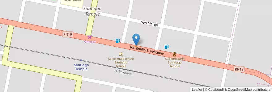 Mapa de ubicacion de Imperio en 阿根廷, Córdoba, Departamento Río Segundo, Pedanía Oratorio De Peralta, Municipio De Santiago Temple, Santiago Temple.