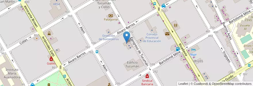 Mapa de ubicacion de Imprenta de Educación en 아르헨티나, 리오네그로주, Departamento Adolfo Alsina, Viedma, Viedma.