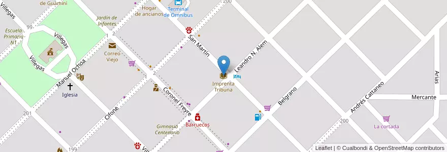 Mapa de ubicacion de Imprenta Tribuna en Argentina, Buenos Aires, Partido De Guaminí, Guaminí.