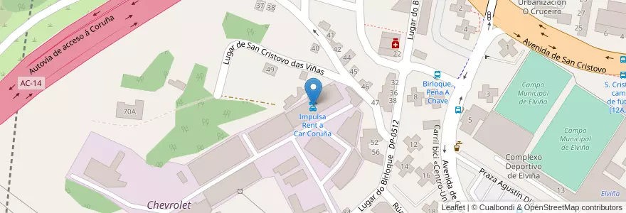 Mapa de ubicacion de Impulsa Rent a Car Coruña en España, Galicia / Galiza, A Coruña, A Coruña, A Coruña.