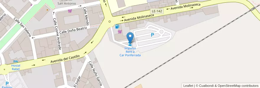 Mapa de ubicacion de Impulsa Rent a Car Ponferrada en スペイン, カスティーリャ・イ・レオン州, León, El Bierzo, Ponferrada.