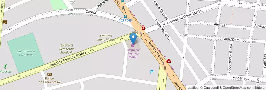 Mapa de ubicacion de Impulso Avenida Maipu en アルゼンチン, コリエンテス州, Departamento Capital, Corrientes, Corrientes.