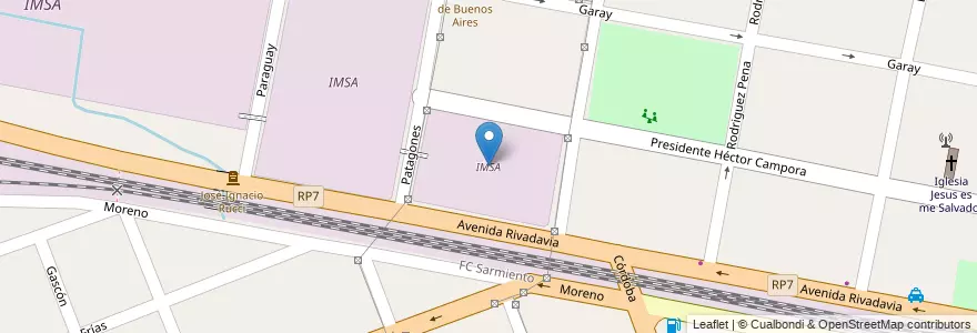 Mapa de ubicacion de IMSA en アルゼンチン, ブエノスアイレス州, Partido De Merlo, Merlo.
