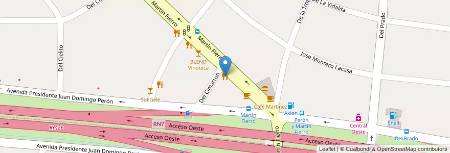 Mapa de ubicacion de In Resto en Argentina, Buenos Aires, Partido De Ituzaingó, Villa Udaondo.