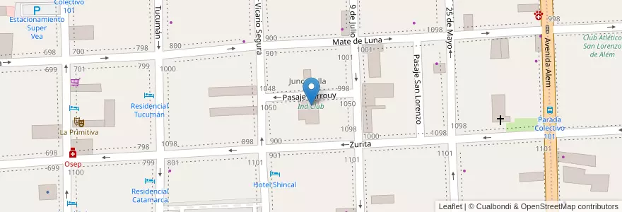 Mapa de ubicacion de Ind Club en Аргентина, Катамарка, Departamento Capital, Municipio De San Fernando Del Valle De Catamarca, San Fernando Del Valle De Catamarca.