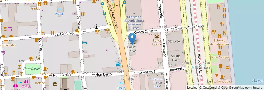 Mapa de ubicacion de INDEC, sede Carlos Calvo, San Telmo en Argentinien, Ciudad Autónoma De Buenos Aires, Comuna 1, Buenos Aires.