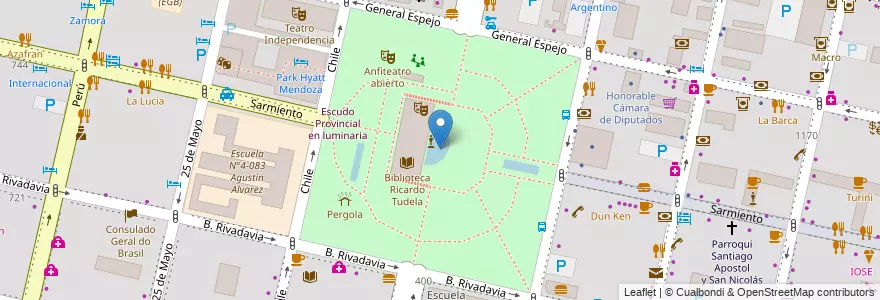 Mapa de ubicacion de Independencia en Аргентина, Чили, Мендоса, Departamento Capital, Sección 2ª Barrio Cívico, Ciudad De Mendoza.