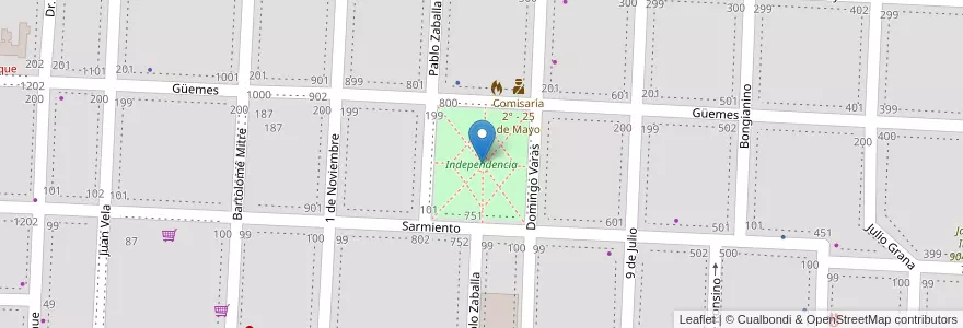 Mapa de ubicacion de Independencia en الأرجنتين, بوينس آيرس, Partido De Veinticinco De Mayo, Norberto De La Riestra.