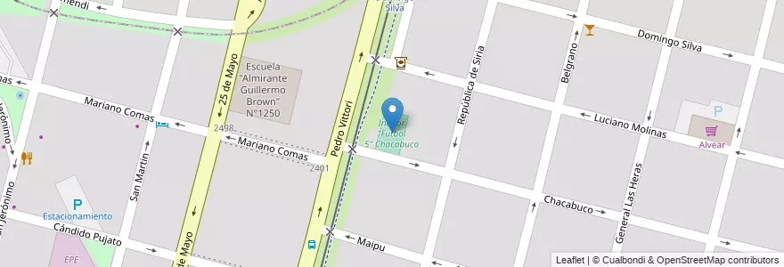 Mapa de ubicacion de Indoor "Futbol 5" Chacabuco en الأرجنتين, سانتا في, إدارة العاصمة, سانتا في العاصمة, سانتا في.