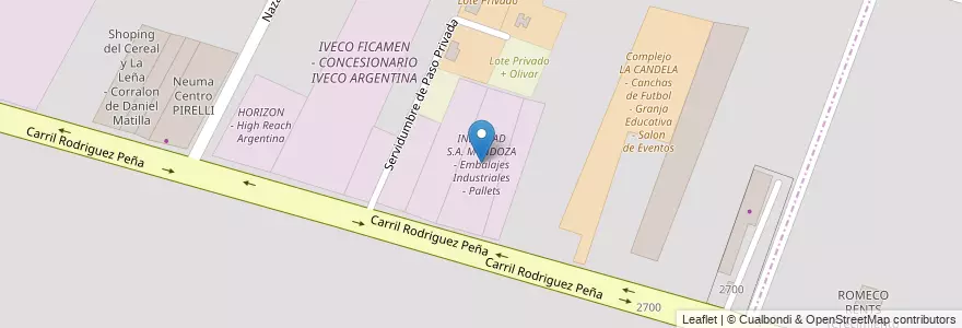 Mapa de ubicacion de INDUMAD S.A. MENDOZA - Embalajes Industriales - Pallets en Argentine, Chili, Mendoza, Departamento Maipú, Maipú.
