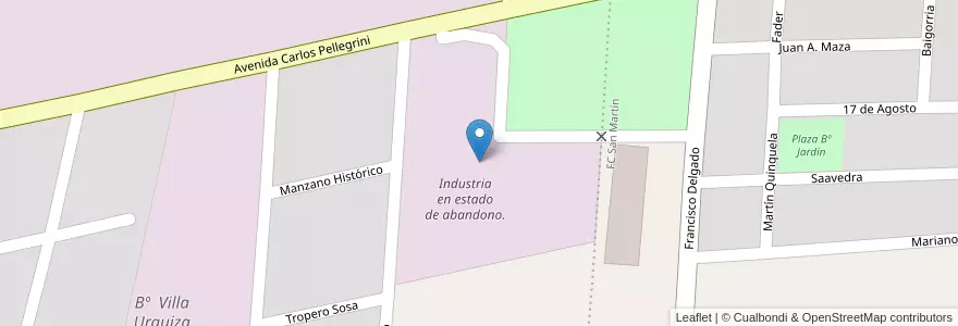 Mapa de ubicacion de Industria en estado de abandono. en Argentine, Chili, Mendoza, Departamento Tunuyán, Distrito Ciudad De Tunuyán.