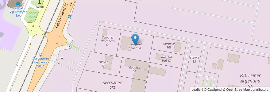 Mapa de ubicacion de Industrial Sauce SA en Argentinië, Santa Fe, Departamento La Capital, Municipio De Sauce Viejo.