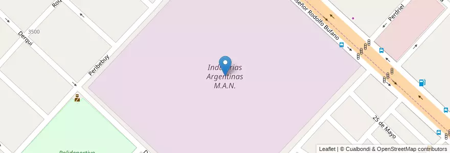 Mapa de ubicacion de Industrias Argentinas M.A.N. en アルゼンチン, ブエノスアイレス州, Partido De La Matanza, San Justo.