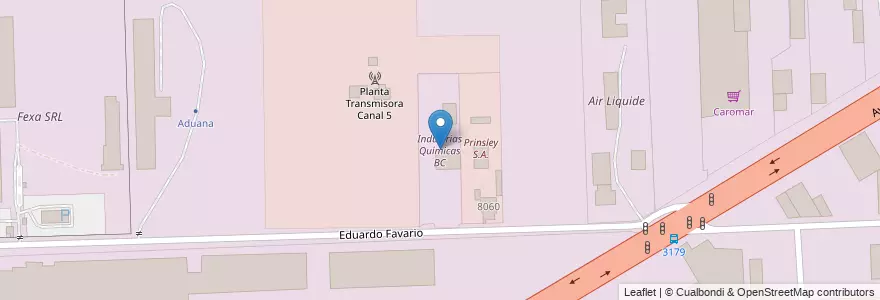 Mapa de ubicacion de Industrias Químicas BC en آرژانتین, سانتافه, Departamento Rosario, Municipio De Rosario, تسبیح.