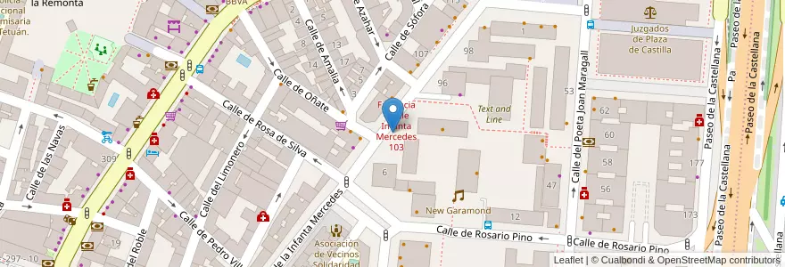 Mapa de ubicacion de INFANTA MERCEDES, CALLE, DE LA,99 en Spanien, Autonome Gemeinschaft Madrid, Autonome Gemeinschaft Madrid, Área Metropolitana De Madrid Y Corredor Del Henares, Madrid.