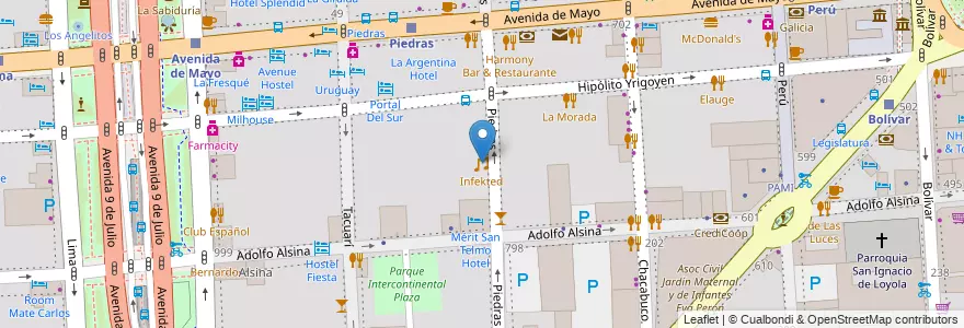 Mapa de ubicacion de Infekted, Montserrat en الأرجنتين, Ciudad Autónoma De Buenos Aires, Comuna 1, Buenos Aires.