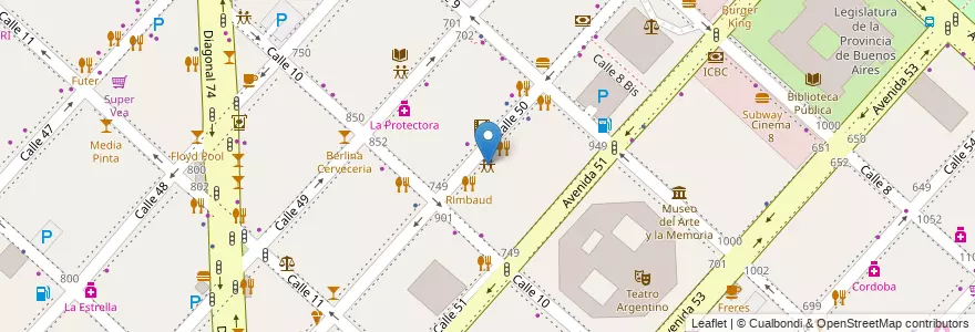 Mapa de ubicacion de Infinito Fiestas, Casco Urbano en Arjantin, Buenos Aires, Partido De La Plata, La Plata.