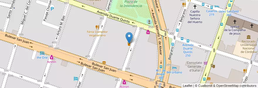 Mapa de ubicacion de Influencias en 阿根廷, Córdoba, Departamento Capital, Pedanía Capital, Córdoba, Municipio De Córdoba.