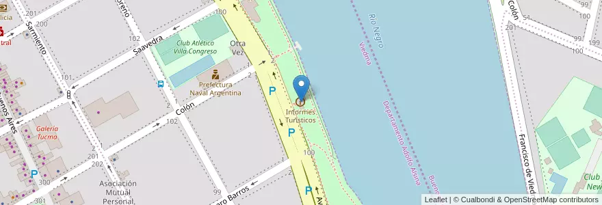 Mapa de ubicacion de Informes Turísticos en アルゼンチン, リオネグロ州, Departamento Adolfo Alsina, Viedma, Viedma.