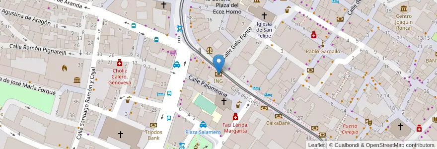 Mapa de ubicacion de ING en 西班牙, Aragón, 萨拉戈萨, Zaragoza, 萨拉戈萨.