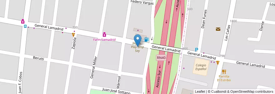 Mapa de ubicacion de Ingles : Play amp Say en 아르헨티나, 칠레, Mendoza, Departamento Guaymallén, Distrito Dorrego.
