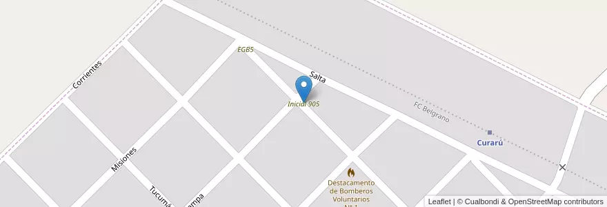 Mapa de ubicacion de Inicial 905 en 阿根廷, 布宜诺斯艾利斯省, Partido De Carlos Tejedor, Curarú.