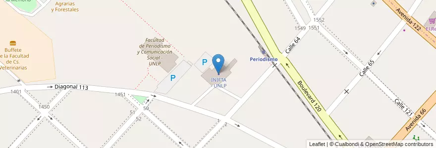 Mapa de ubicacion de INIFTA - UNLP, Casco Urbano en Argentina, Provincia Di Buenos Aires, Partido De La Plata, La Plata.