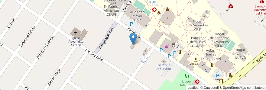 Mapa de ubicacion de INIS (Instituto de Desarrollo para pasantes de Sistemas) en アルゼンチン, エントレ・リオス州, Departamento Diamante, Libertador San Martín, Distrito Palmar.
