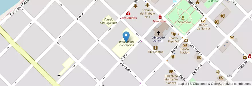 Mapa de ubicacion de Inmaculada Concepción en Argentina, Buenos Aires, Partido De Azul.