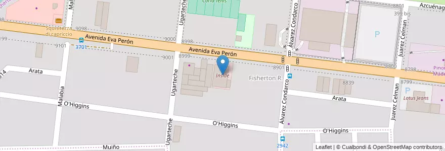 Mapa de ubicacion de Inside en Arjantin, Santa Fe, Departamento Rosario, Municipio De Rosario, Rosario.