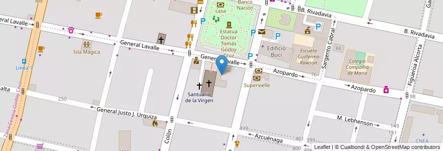 Mapa de ubicacion de Insituto San Vicente Ferrer en Argentinien, Chile, Mendoza, Godoy Cruz, Departamento Godoy Cruz, Distrito Ciudad De Godoy Cruz.