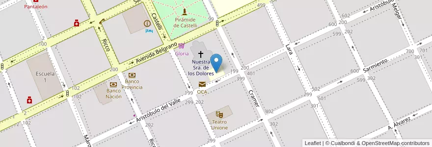 Mapa de ubicacion de Inst. Parroquial Bertoni en Argentinië, Buenos Aires, Partido De Dolores, Dolores.