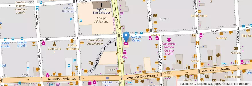 Mapa de ubicacion de Inst. Quirúrgico del Callao, San Nicolas en Argentinien, Ciudad Autónoma De Buenos Aires, Buenos Aires.