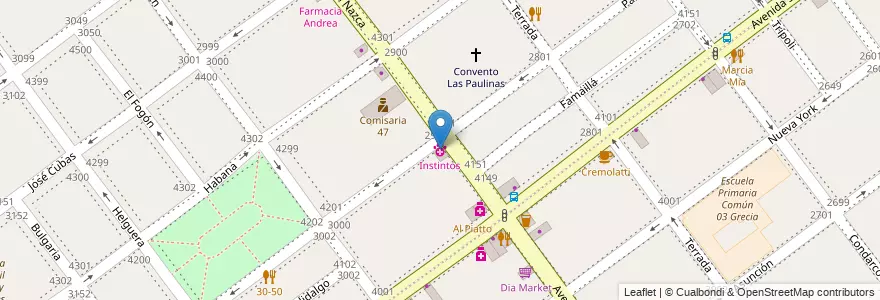 Mapa de ubicacion de Instintos, Villa Pueyrredon en アルゼンチン, Ciudad Autónoma De Buenos Aires, Comuna 12, ブエノスアイレス.