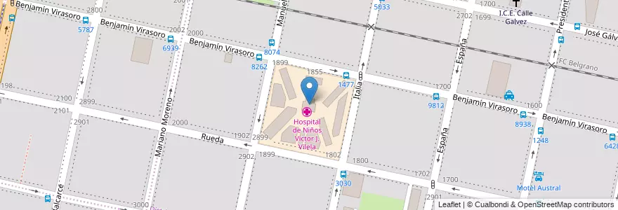 Mapa de ubicacion de Institución de educación 1391 en アルゼンチン, サンタフェ州, Departamento Rosario, Municipio De Rosario, ロサリオ.