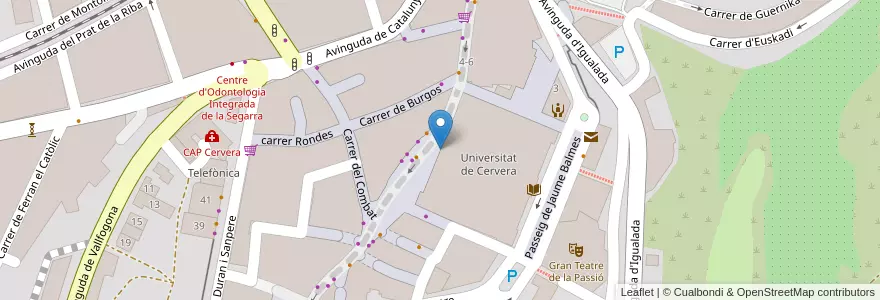 Mapa de ubicacion de Institut Antoni Torroja en 스페인, Catalunya, 레리다, Segarra, Cervera.