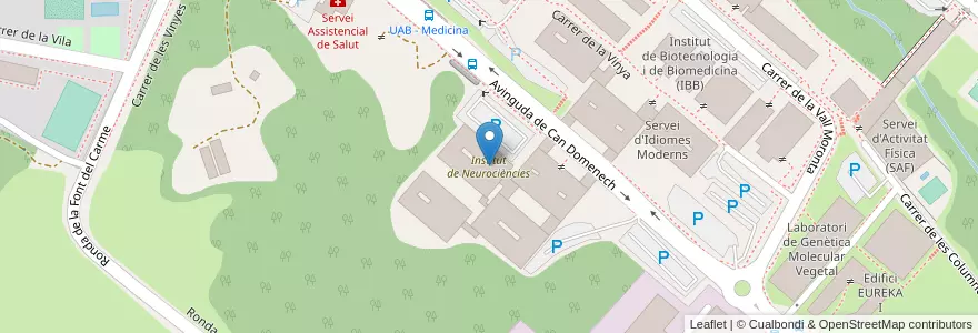 Mapa de ubicacion de Institut de Neurociències en Spanje, Catalonië, Barcelona, Vallès Occidental, Cerdanyola Del Vallès.