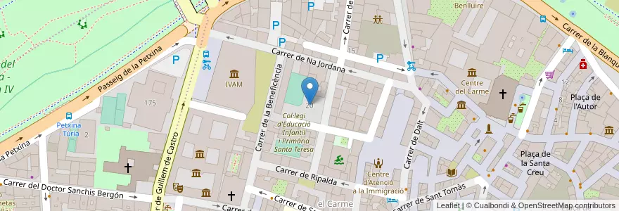 Mapa de ubicacion de Institut d'Educació Secundària Barri del Carme en Espagne, Communauté Valencienne, Valence, Comarca De València, Valence.