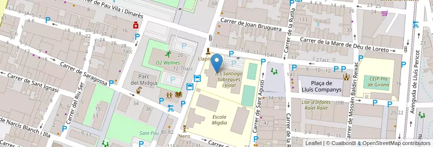 Mapa de ubicacion de INSTITUT SANTIAGO SOBREQUÉS I VIDAL en 西班牙, Catalunya, 赫罗纳, Gironès, 赫罗纳.