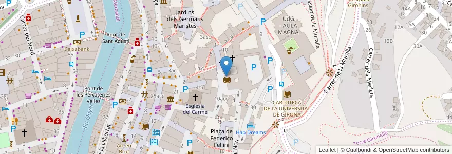 Mapa de ubicacion de INSTITUT SUPERIOR DE CIÈNCIES RELIGIOSES en Spanien, Katalonien, Girona, Gironès, Girona.