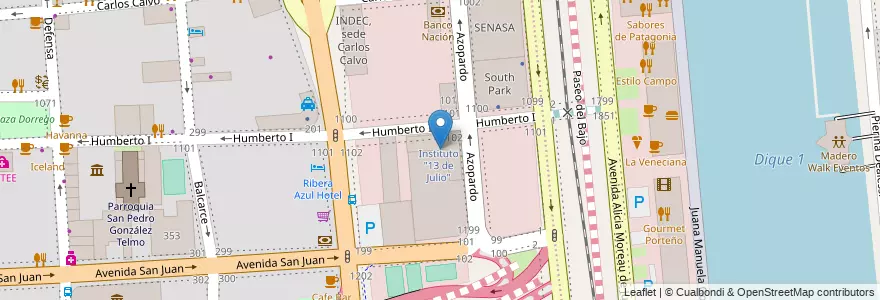 Mapa de ubicacion de Instituto "13 de Julio", San Telmo en アルゼンチン, Ciudad Autónoma De Buenos Aires, Comuna 1, ブエノスアイレス.