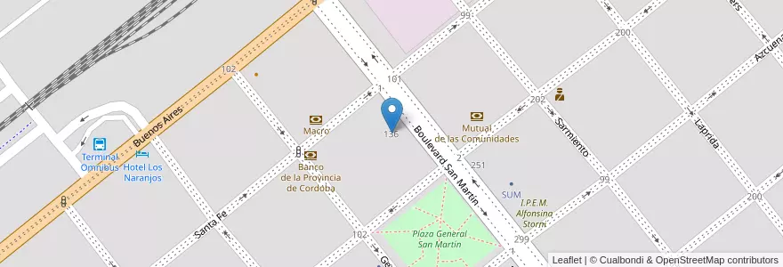 Mapa de ubicacion de Instituto 25 de Mayo en Argentinië, Córdoba, Departamento Juárez Celman, Pedanía Carnerillo, Municipio De General Deheza, General Deheza.