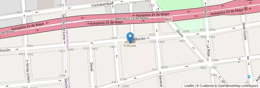 Mapa de ubicacion de Instituto 9 de Julio, San Cristobal en Argentinië, Ciudad Autónoma De Buenos Aires, Comuna 3, Buenos Aires.